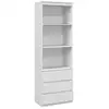 Image de Bibliothèque 3 étagères 3 tiroirs - dim. 60l x 35l x 180h cm - panneaux aspect bois blanc