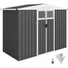 Image de Abri de jardin en métal - Outsunny - 27 m² - fenêtre 4 évents et porte verrouillable - 246 x 117 x 180 cm - gris
