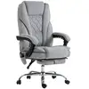 Image de Fauteuil de bureau manager massant chauffant inclinable réglable télécommande repose-pieds rétractable velours gris clair