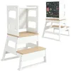 Image de Tour dobservation enfant - AIYAPLAY - structure trapézoïdale - avec tableau noir barrière de sécurité - blanc