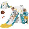 Image de Toboggan pour enfant - AIYAPLAY - 5 en 1 - panier de basket escalade télescope et rangement - HDPE - 70x177x92cm - jaune