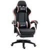 Image de Chaise gaming - chaise de bureau gamer inclinable réglable repose-pieds rétractable coussins synthétique noir rose
