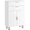 Image de Meuble de salle de bain - kleankin - 2 tiroirs placard à double porte et étagères réglables - 60 x 30 x 93 cm - blanc brillant