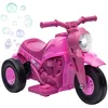 Image de Moto électrique enfants AIYAPLAY 3 roues 6 V 3 km/h avec fonction de bulles effets lumineux et sonores 2 à 5 ans rose