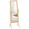 Image de Miroir à pied inclinaison réglable dim. 47l x 46l x 148h cm mdf effet bois clair