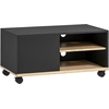 Image de Meuble Tv Sur Roulettes - 2 Niches + Placard Porte 2 Passe-fil