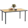 Image de Table à manger de jardin - Outsunny - pour 6 personnes - avec plateau effet bois rectangulaire - 150 x 90 x 72 cm - bois naturel