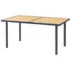 Image de Table de jardin 6 personnes rectangulaire dim. 150 x 90 x 72 cm métal gris plateau effet bois naturel