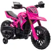 Image de Moto cross électrique enfant 6 v 2 moteurs effets sonores max. 3 kmh 30 kg avec stabilisateurs rose