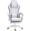 Image de Chaise de bureau gaming - inclinable, pivotant, réglable - coussins lombaires têtière inclus - mauve blanc
