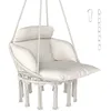 Image de Chaise suspendue - Outsunny - avec grand coussin rembourré - à franges - kit de suspension - cadre en acier - tissage serré - crème
