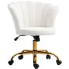 Image de Chaise bureau - HOMCOM - dossier en pétale hauteur réglable et assise rembourré - tissu en velours - 69 x 64 x 80-90 cm - blanc