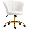 Image de Chaise bureau velours design coquillage piètement acier doré blanc