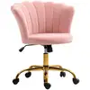 Image de Chaise bureau velours design coquillage piètement acier doré rose poudré