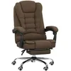 Image de Fauteuil de bureau - Vinsetto - hauteur réglable dossier inclinable et repose-pied - tissu aspect lin - 65x70x118cm - marron