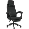 Image de Fauteuil de bureau manager grand confort dossier réglable repose-pied coussin lombaire roulettes 360° lin 62l x 68p x 127h cm noir
