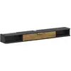 Image de Meuble Tv Design Suspendu - 2 Niches, Porte Abbatante - Gris Charbon Effet Bois