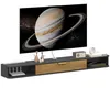 Image de Meuble TV suspendu - HOMCOM - compartiments ouverts porte rabattable et passe-câbles - 160 x 24 x 16 cm - gris