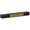 Image de Meuble tv design suspendu - meuble tv mural - 2 niches, porte abbatante - dim. 160 x 24 x 16 cm - gris charbon effet bois