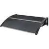 Image de Auvent marquise de porte design voûté arrondi dim. 100l x 75l x 23h cm alu polycarbonate fumé plastique noir