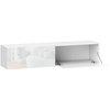 Image de Meuble tv suspendu meuble tv flottant design façade blanc laqué 2 portes