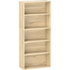 Image de Étagère Cube Colonne 5 Compartiments 60 X 24 X 133 Cm Effet Bois Naturel