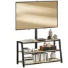 Image de Meuble TV avec support - HOMCOM - angle ajustable 35° - panneau de particules et acier - 108x41x135cm - effet bois naturel