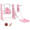Image de Toboggan balançoire panier basket enfant 3 en 1 design lapin hdpe blanc rose
