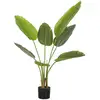 Image de Plante artificielle bananier h.109cm 7 grandes feuilles grand réalisme pot inclus