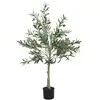 Image de Olivier artificiel h.120 cm - grand réalisme - 450 feuilles en soie, 20 olives - mousse effet lichen pot inclus
