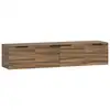 Image de Meuble tv suspendu flottant design effet bois de noyer 4 portes 2 étagères dim. 150 x 35 x 32 cm