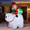 Image de Père Noël gonflable de Noël sur ours polaire - Outsunny - 5 lumières LED - intérieure et extérieure - polyester - 200 cm - blanc