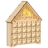 Image de Calendrier de lAvent à remplir - HOMCOM - 24 tiroirs et 5 lumières LED - en bois - 26 6x6x30cm - bois naturel