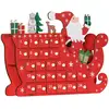 Image de Calendrier De L'avent En Bois Traineau - 24 Tiroirs - Décoration De Noël - Blanc Rouge