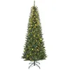 Image de Sapin de Noël artificiel - HOMCOM - 210 cm - 350 lumières 1273 pointes support en métal pliable - plastique - vert
