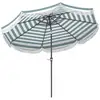 Image de Parasol de jardin extérieur parasol inclinable rond ø2,7 x 2,4 m parasol droit avec ouverture fermeture manivelle, franges, toile 180 gm² protection upf 30+, pour balcon, terrasse, bleu