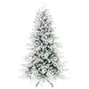 Image de Sapin artificiel enneigé h.180cm 1815 branches grand réalisme support métal pliable vert blanc