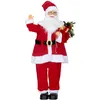 Image de Figurine de Père Noël - HOMCOM - commande vocale lumières LED scintillantes bras pliables - polyester et plastique - 120cm - rouge