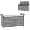 Image de Coffre de jardin en résine tressée avec poignées et coussin déhoussable dim. 125 x 55 x 70 cm gris