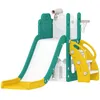 Image de Toboggan pour tout-petits - AIYAPLAY - 5 en 1 - avec panier de basket structure descalade télescope et boîte de rangement - jaune