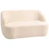 Image de Canapé 2 places - HOMCOM - dossier et assise incurvés - aucun assemblage requis - tissu bouclette - 142 x 85 x 735 cm - beige