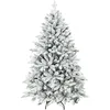 Image de Sapin de Noël artificiel - HOMCOM - floqué de neige - 768 branche support en métal pliable - plastique ignifuge - 150H cm - vert