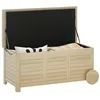 Image de Coffre de rangement extérieur - Outsunny - 185L - avec roulettes et bâche intérieure - en bois - 110 x 50 x 50 cm - bois naturel