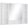 Image de Armoire Murale Salle De Bain Avec Miroir - 7 Niches, Étagère - Mdf Blanc