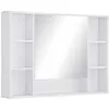 Image de Armoire murale salle de bain avec miroir - kleankin - 7 étagères ouvertes - ouverture fermeture lentes - 100 x 15 x 70 cm - blanc