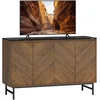 Image de Meuble Tv - Homcom - 4 Portes, Plateau Effet Marbre Et Étagères Réglables - Panneau De Particules Et Mdf - 120x39x76cm