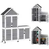 Image de Abri de jardin + armoire de rangement - Outsunny - en bois - toit incliné en asphalte étagères et portes verrouillables - gris