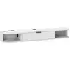 Image de Meuble tv suspendu 120cm - porte, 2 niches, espace routeur, passe-fils - blanc