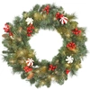 Image de Couronne De Noël Lumineuse Led Décorée Dia. 60 Cm 50 Leds Blanc Chaud Timer Vert