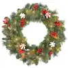 Image de Couronne lumineuse led décorée dia. 60 cm 50 leds blanc chaud timer vert